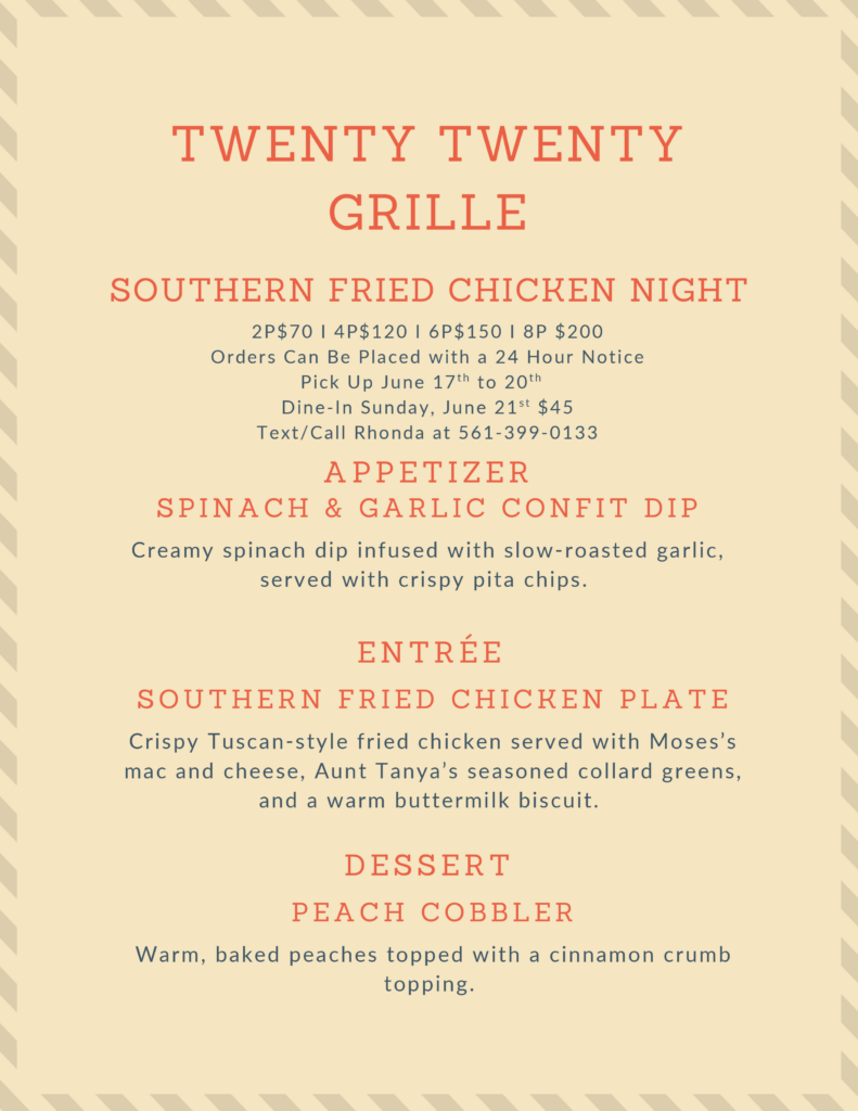 Southern Fried Chicken Menu for June 2026
